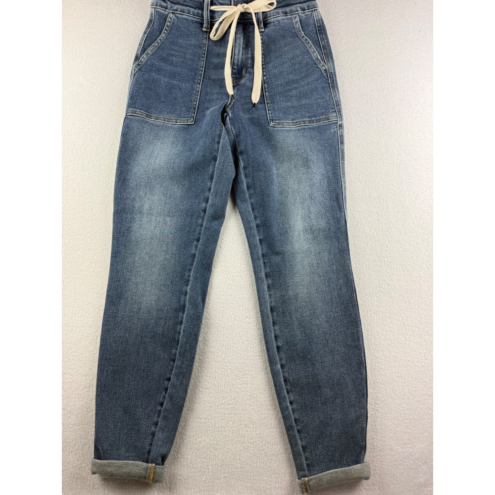 Judy Blue High Waisted Jogger Jeans Medium Wash Drawstring Denim JB88779 MD 1/25